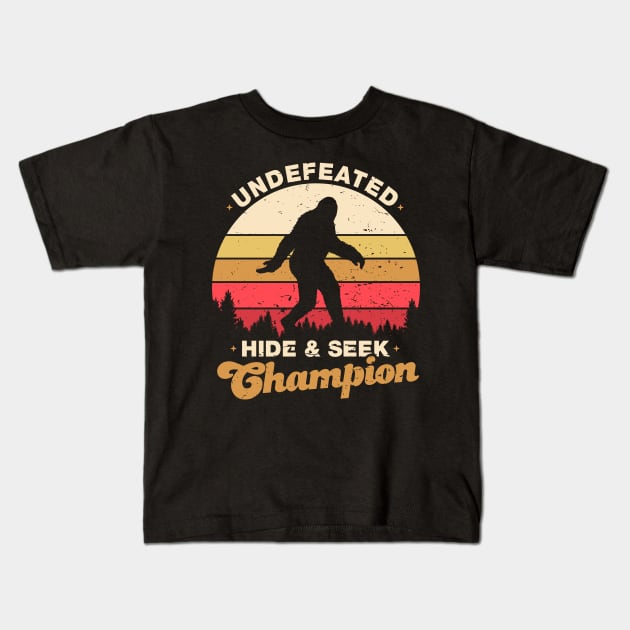 Vintage Undefeated Hide And Seek Champion Shirt Bigfoot 4 Kids T-Shirt by luisharun